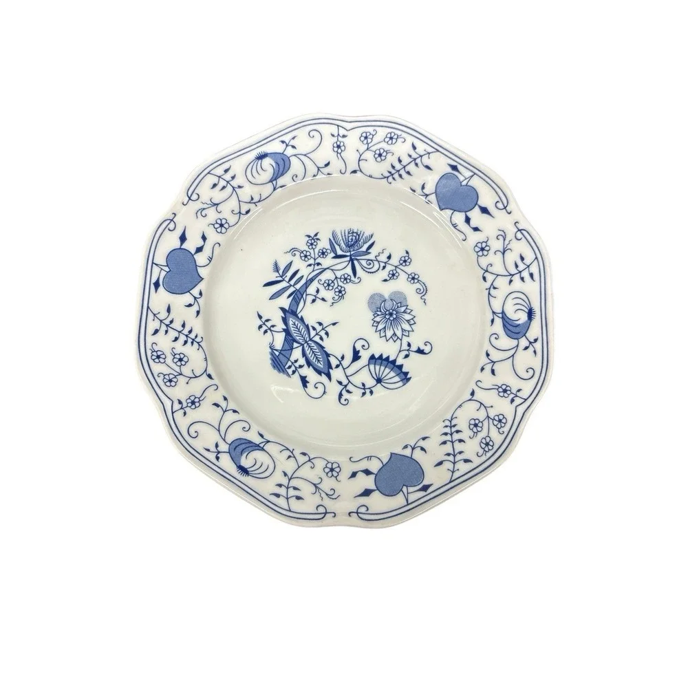 Set of 4 Bohemia Czechoslovakia Inglazed Blue Onion Henriette‎ Plates 7-3/4